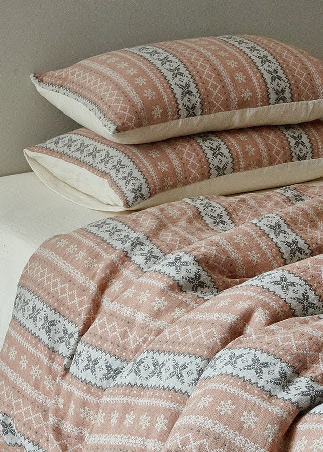 - Ever Lasting - Anya Striped Jacquard Bedding Set / Blue - Bedding Set - Ever Lasting