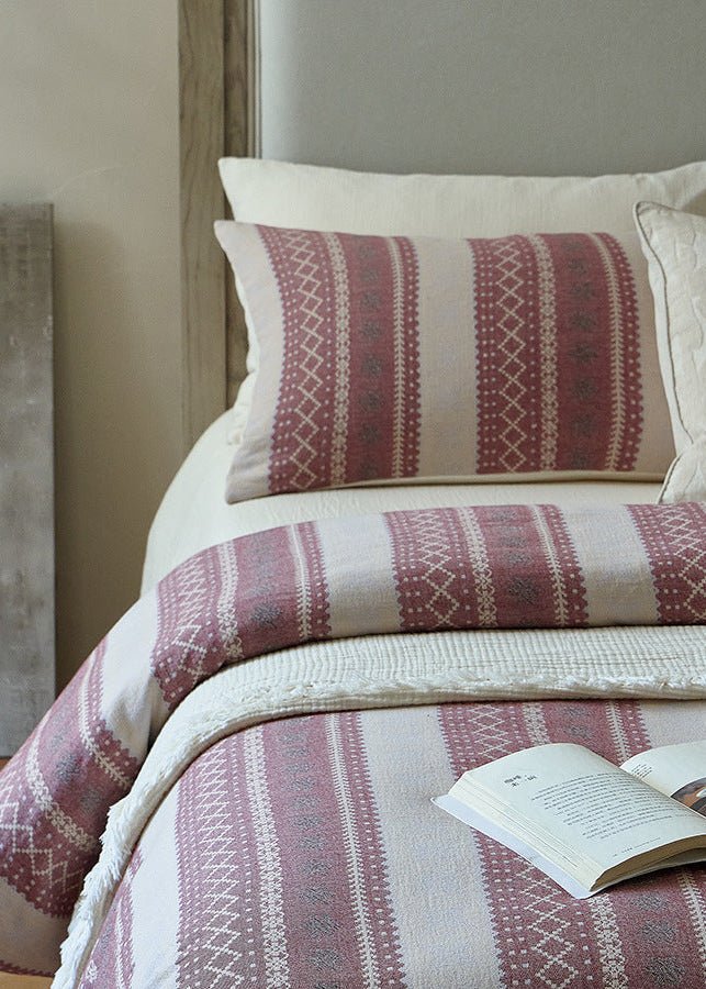 - Ever Lasting - Anya Striped Jacquard Bedding Set / Blue - Bedding Set - Ever Lasting