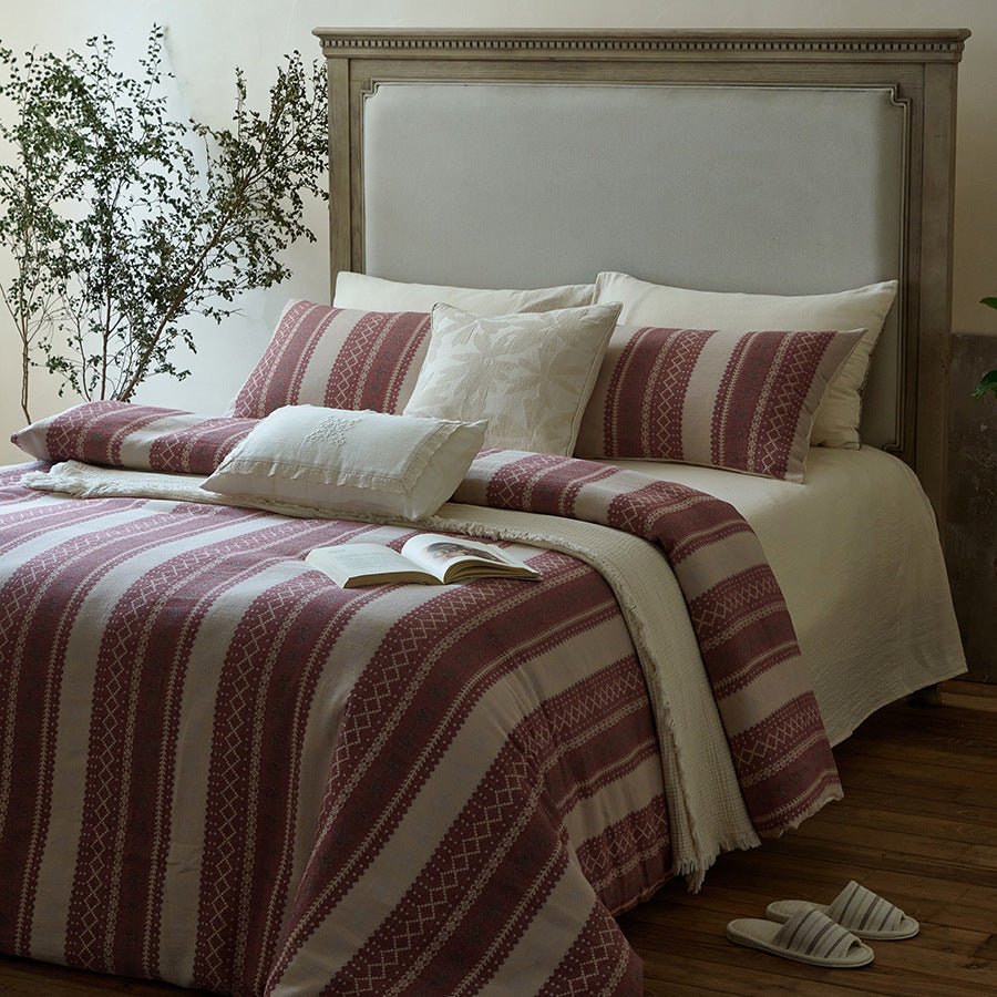 - Ever Lasting - Anya Striped Jacquard Bedding Set / Blue - Bedding Set - Ever Lasting