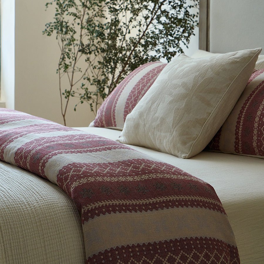 - Ever Lasting - Anya Striped Jacquard Bedding Set / Blue - Bedding Set - Ever Lasting