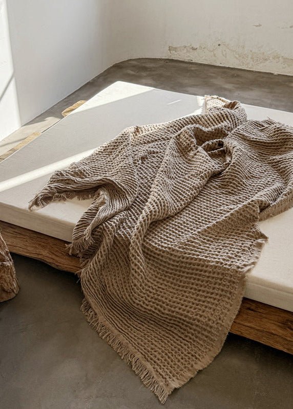 - Ever Lasting - Arabella Tassel Throw Blanket / Brown - Blanket - Ever Lasting