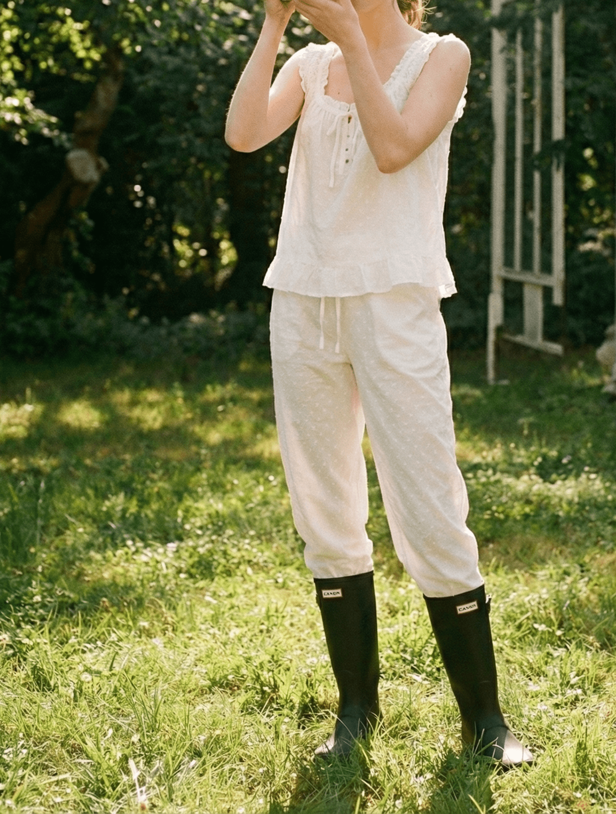 - Ever Lasting - Arielle Cotton Embroidered Lounge Set / White - Pajamas - Ever Lasting