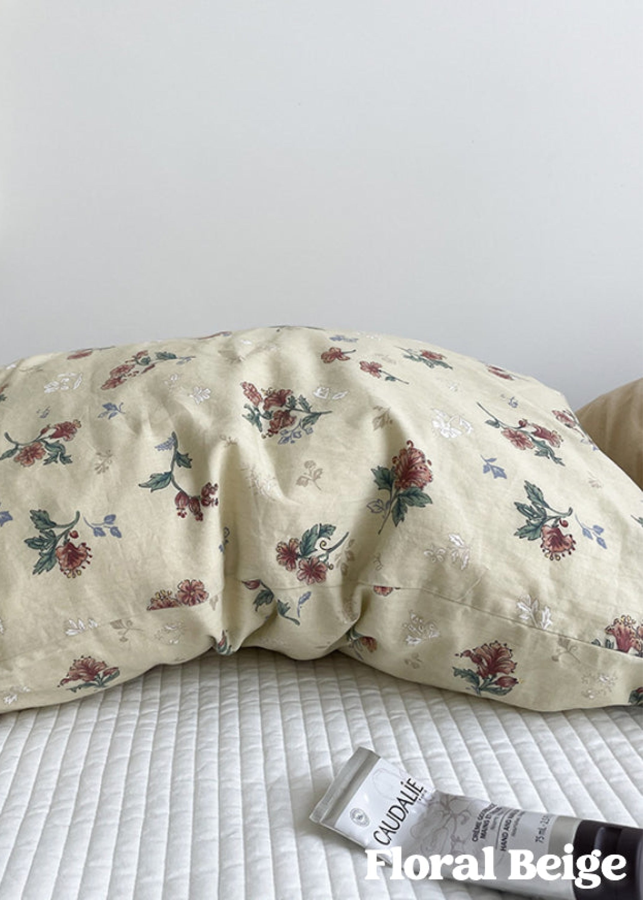 Assorted Washed Cotton Pillowcases / Floral Beige Pillow Cases