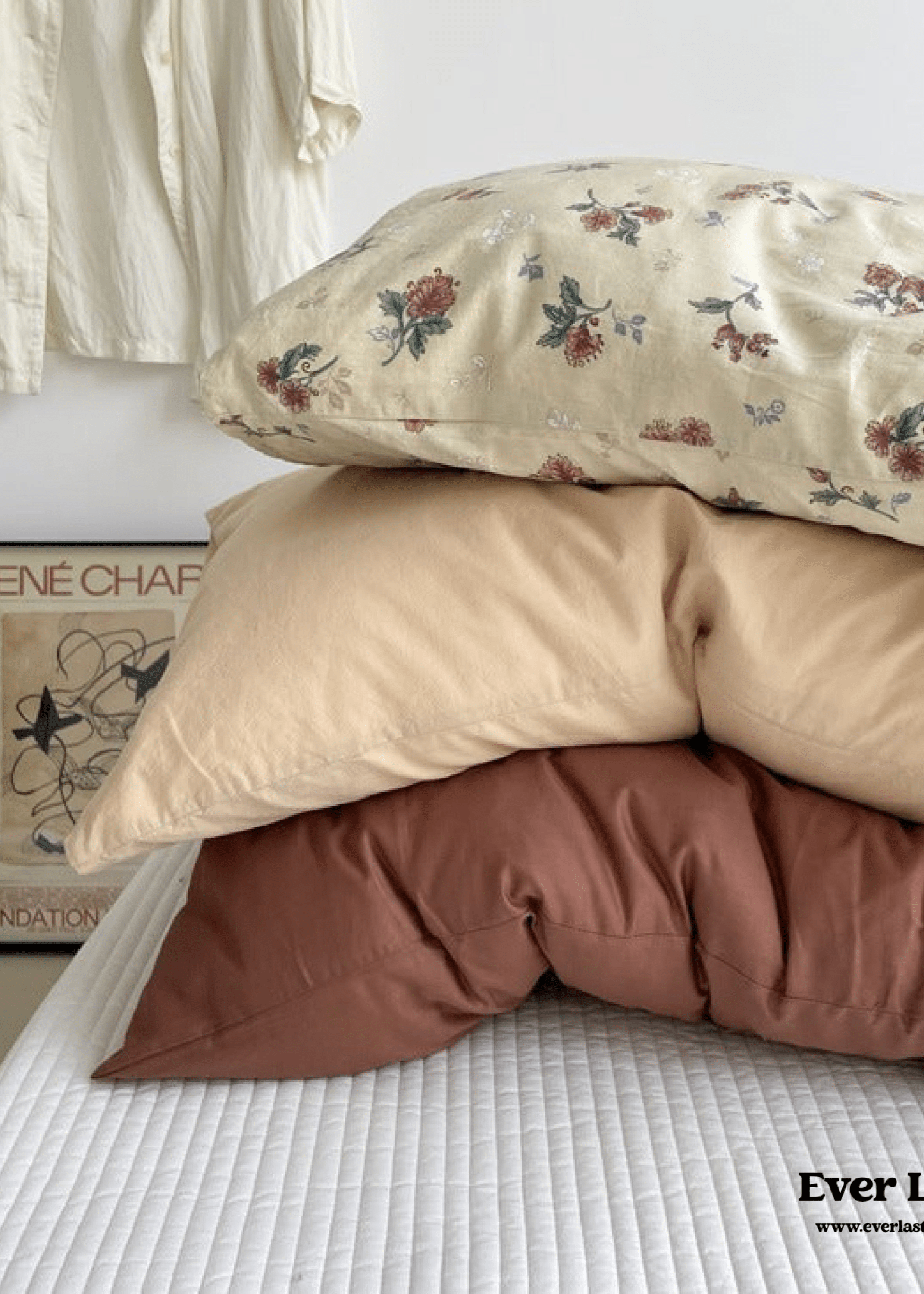- Ever Lasting - Assorted Washed Cotton Pillowcases / Floral Beige - Pillow Cases - Ever Lasting