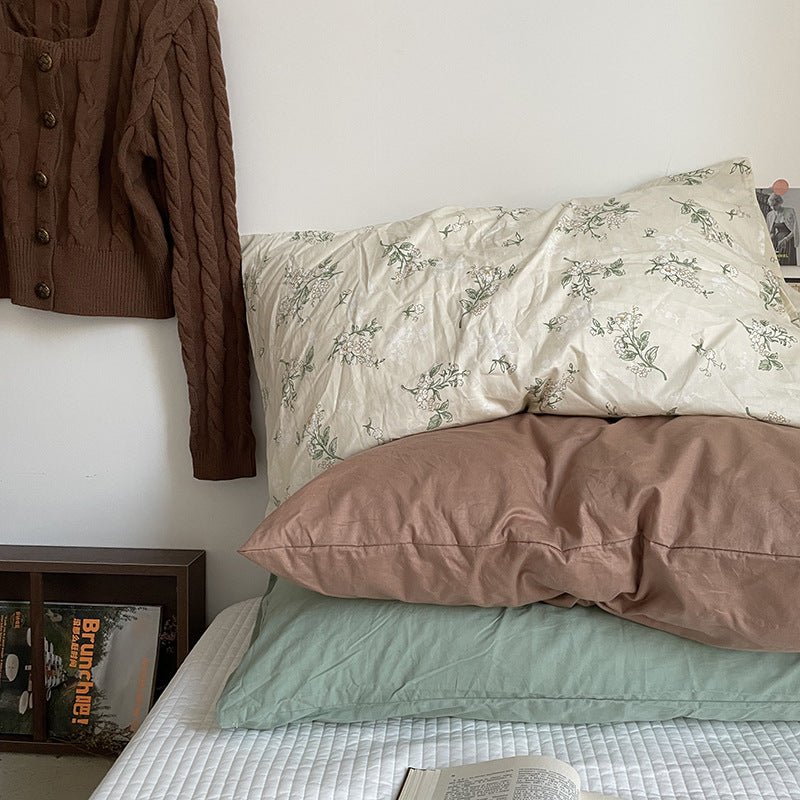 - Ever Lasting - Assorted Washed Cotton Pillowcases / Floral Beige - Pillow Cases - Ever Lasting