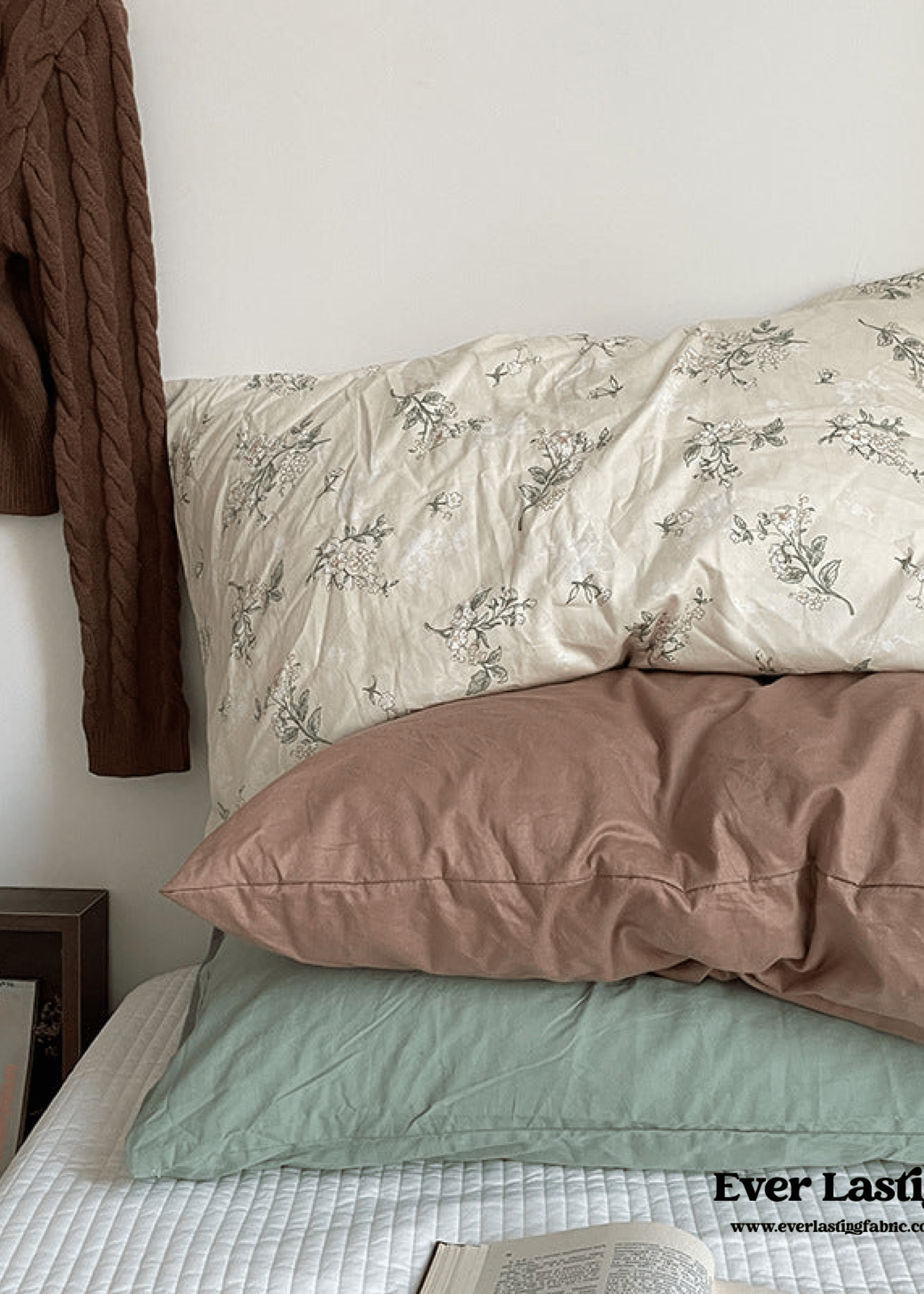 - Ever Lasting - Assorted Washed Cotton Pillowcases / Floral Beige - Pillow Cases - Ever Lasting