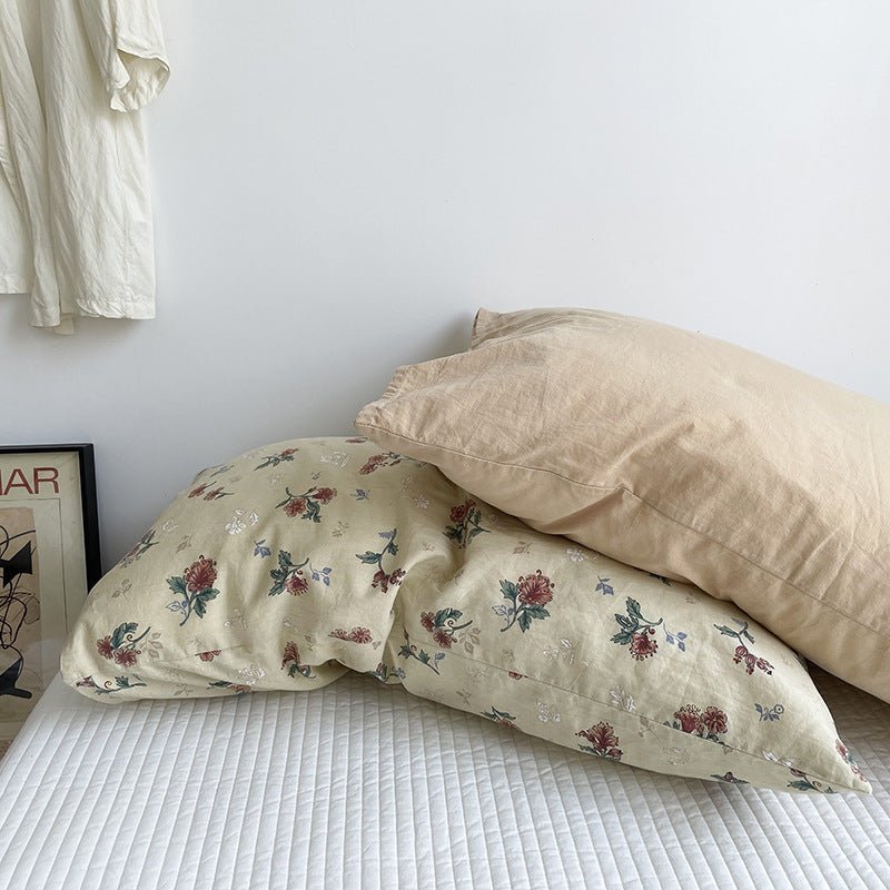 - Ever Lasting - Assorted Washed Cotton Pillowcases / Floral Beige - Pillow Cases - Ever Lasting