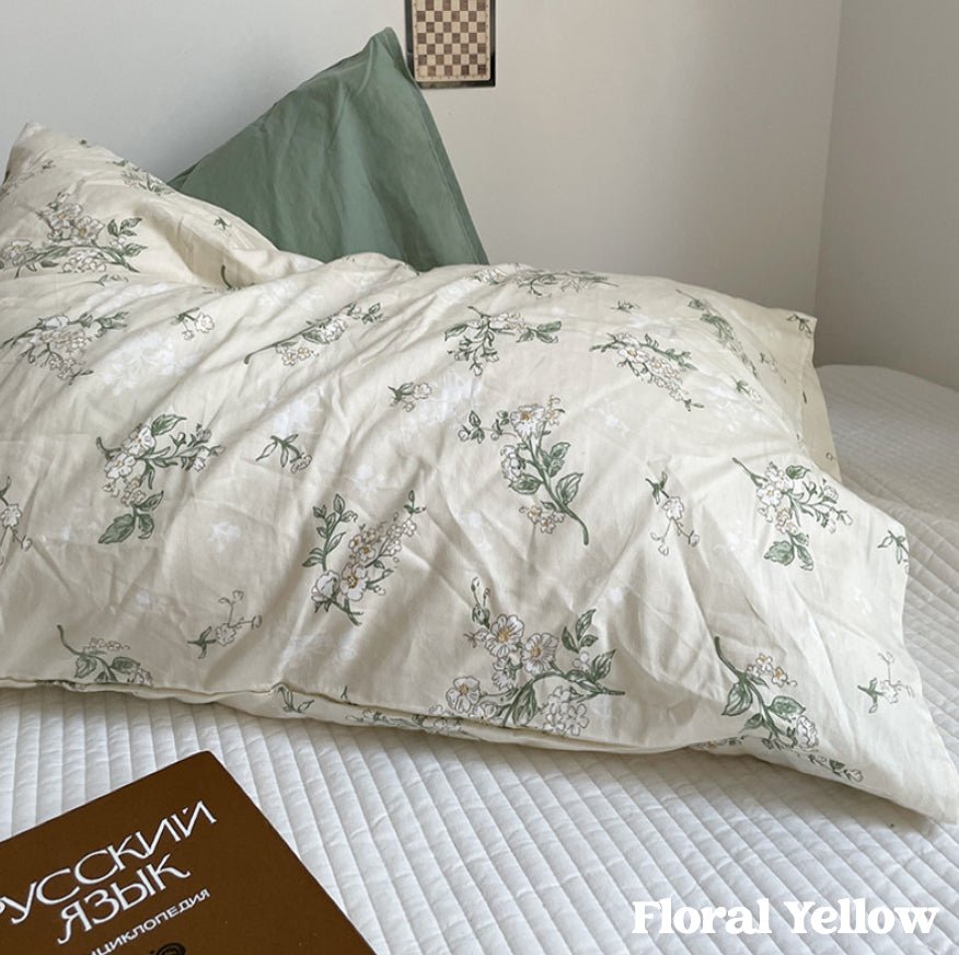 - Ever Lasting - Assorted Washed Cotton Pillowcases / Floral Beige - Pillow Cases - Ever Lasting