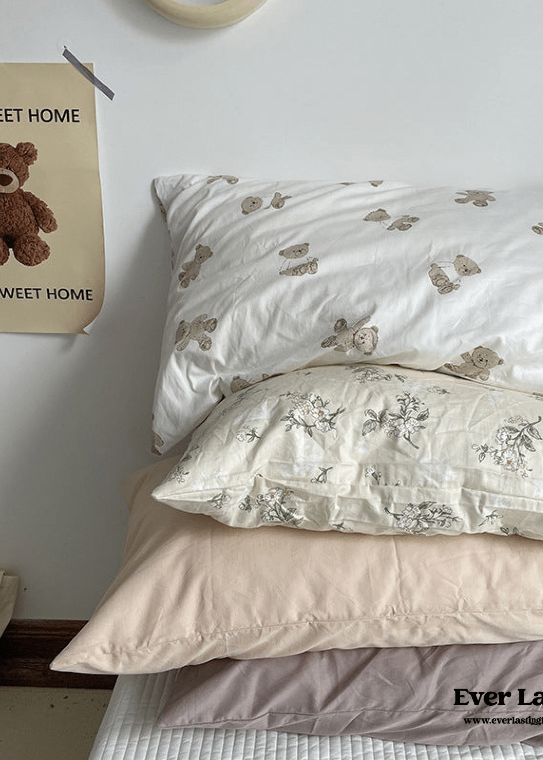 - Ever Lasting - Assorted Washed Cotton Pillowcases / Floral Beige - Pillow Cases - Ever Lasting