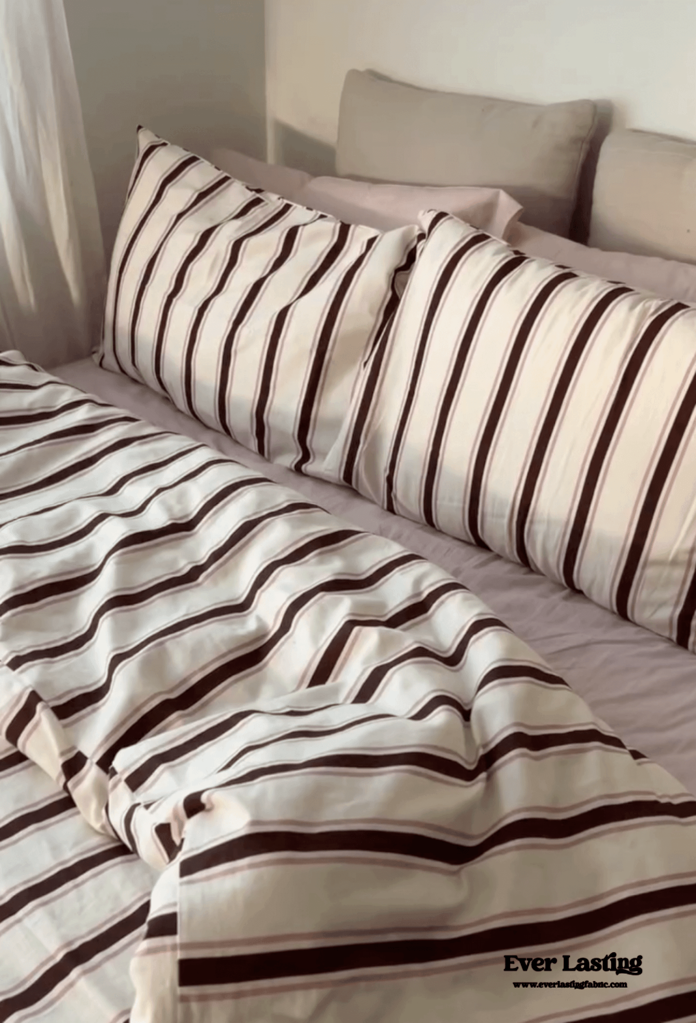 Assorted Washed Cotton Striped Duvet Cover / Forest Green - Ever Lasting