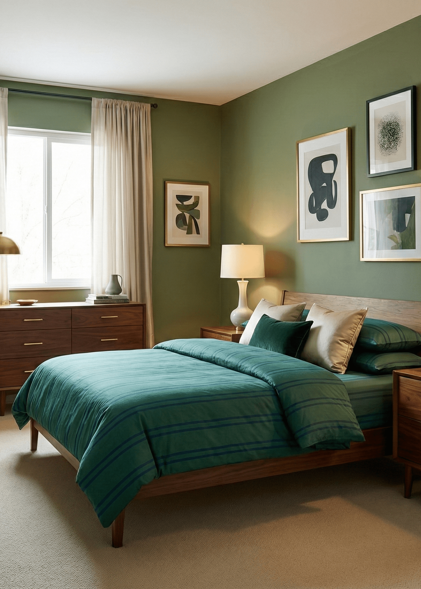 - Ever Lasting - Assorted Washed Cotton Striped Duvet Cover / Forest Green - Duvet Cover - Ever Lasting