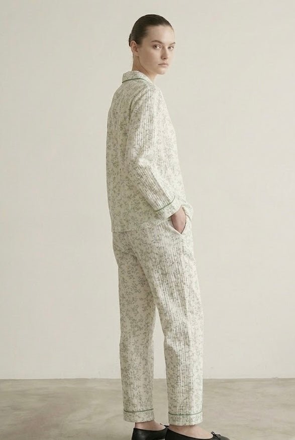 -Ever Lasting - Auralis Shorts & Long-Pant Floral Pajama Set / Green -Pajamas -Ever Lasting