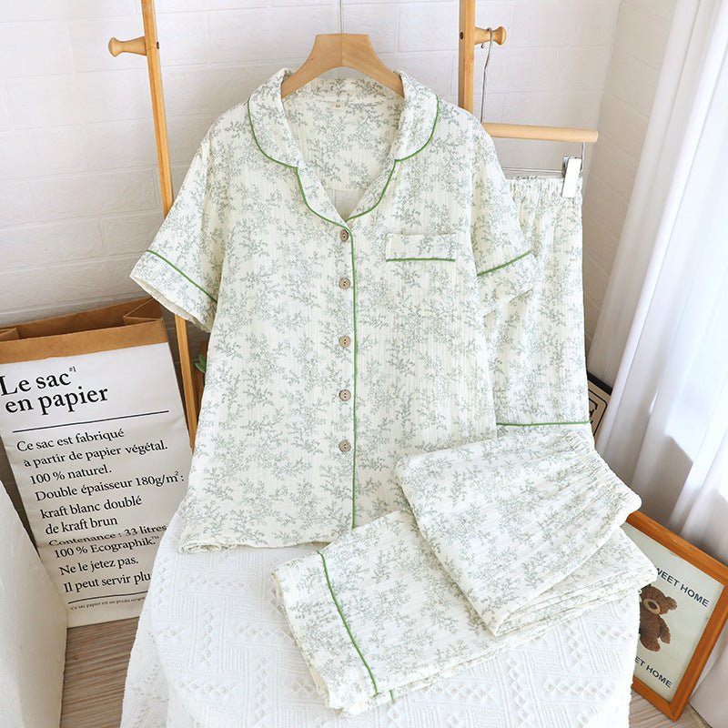 -Ever Lasting - Auralis Shorts & Long-Pant Floral Pajama Set / Green -Pajamas -Ever Lasting
