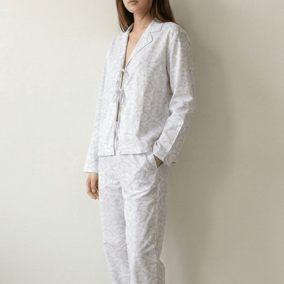 - Ever Lasting - Aurora Lace - Up Lapel Pajama Set / Blue - Pajamas - Ever Lasting