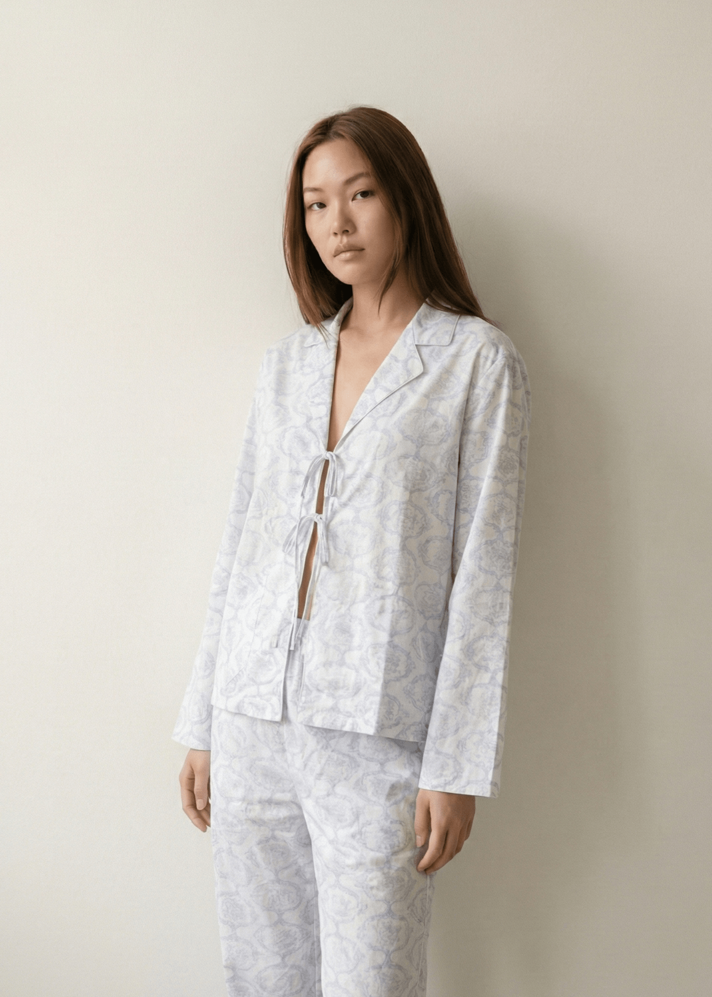 - Ever Lasting - Aurora Lace - Up Lapel Pajama Set / Blue - Pajamas - Ever Lasting