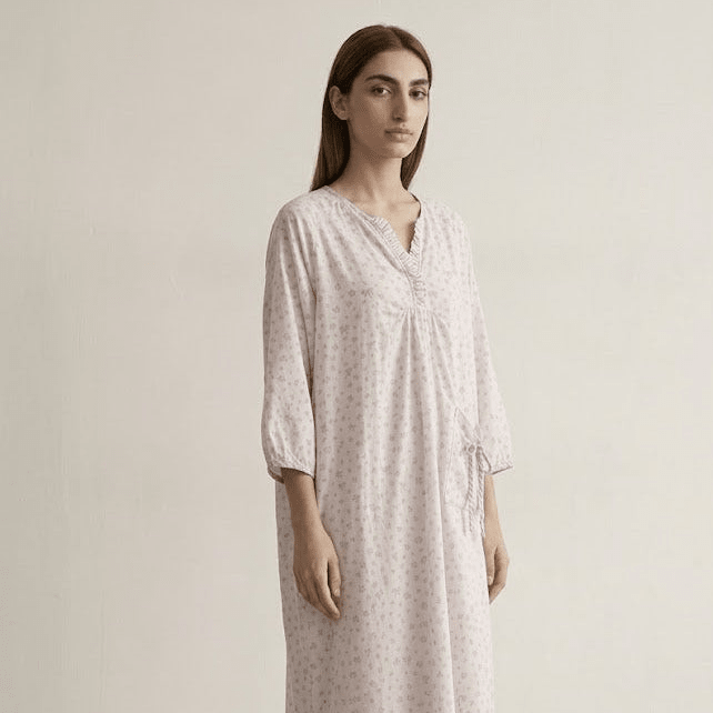 -Ever Lasting - Aveline Floral Long-Sleeve Nightgown Dress / Purple -Pajamas -Ever Lasting