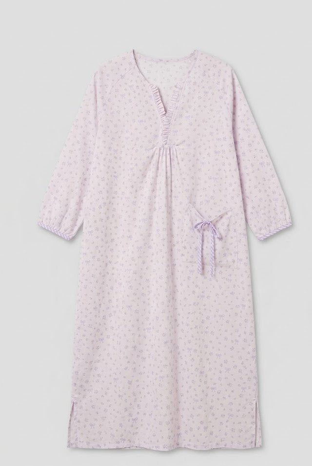 -Ever Lasting - Aveline Floral Long-Sleeve Nightgown Dress / Purple -Pajamas -Ever Lasting