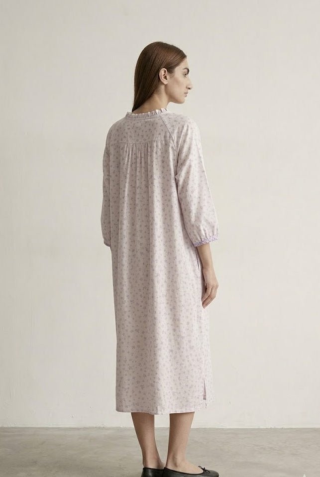 -Ever Lasting - Aveline Floral Long-Sleeve Nightgown Dress / Purple -Pajamas -Ever Lasting