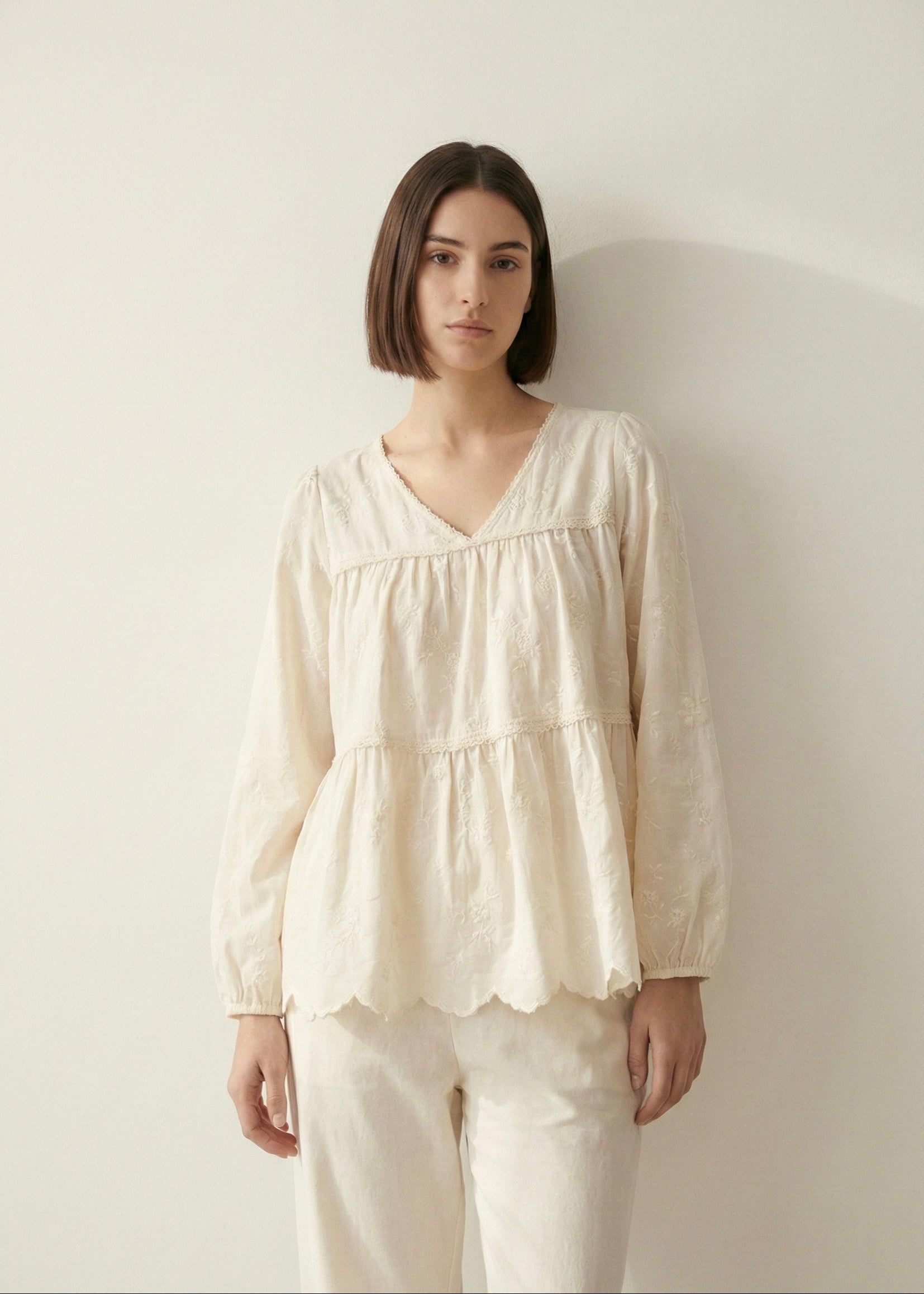 - Ever Lasting - Avery Long - Sleeve & Long - Pant Floral Pajama Set / White - Pajamas - Ever Lasting