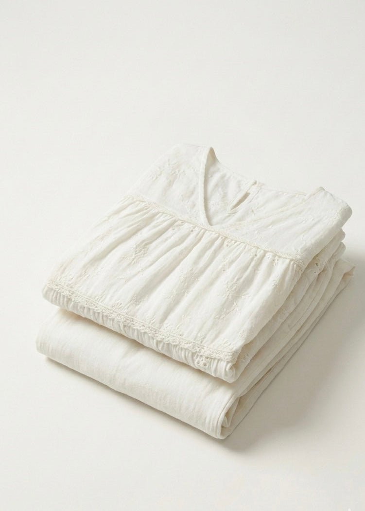 - Ever Lasting - Avery Long - Sleeve & Long - Pant Floral Pajama Set / White - Pajamas - Ever Lasting