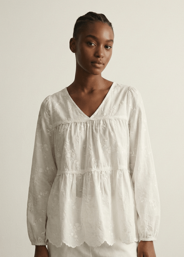- Ever Lasting - Avery Long - Sleeve & Long - Pant Floral Pajama Set / White - Pajamas - Ever Lasting