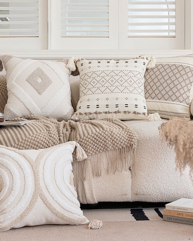 Beige Sandstone Square Tufted Pillowcase Decor Pillows - Ever Lasting