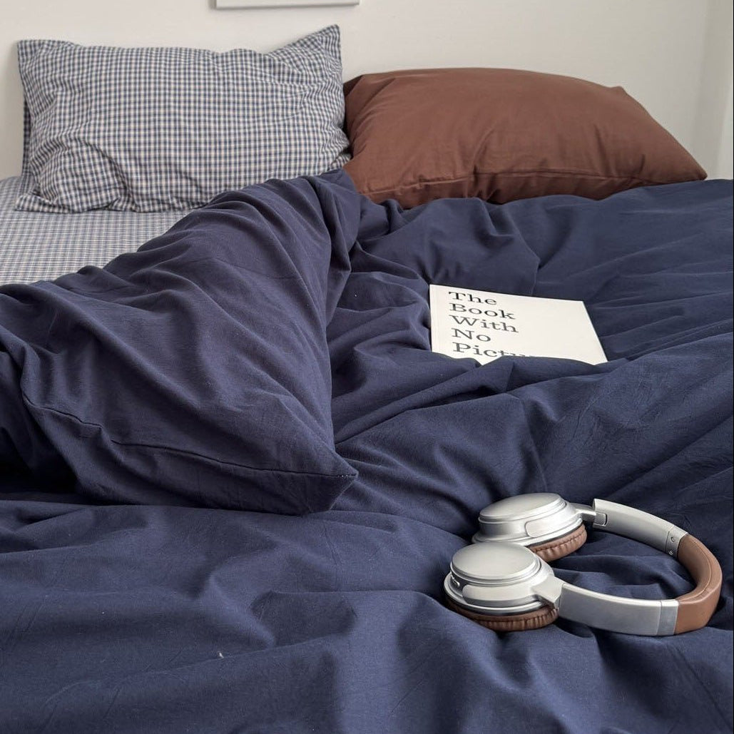 -Ever Lasting - Bennett Gingham Bedding Set / White + Brown -Bedding Set -Ever Lasting