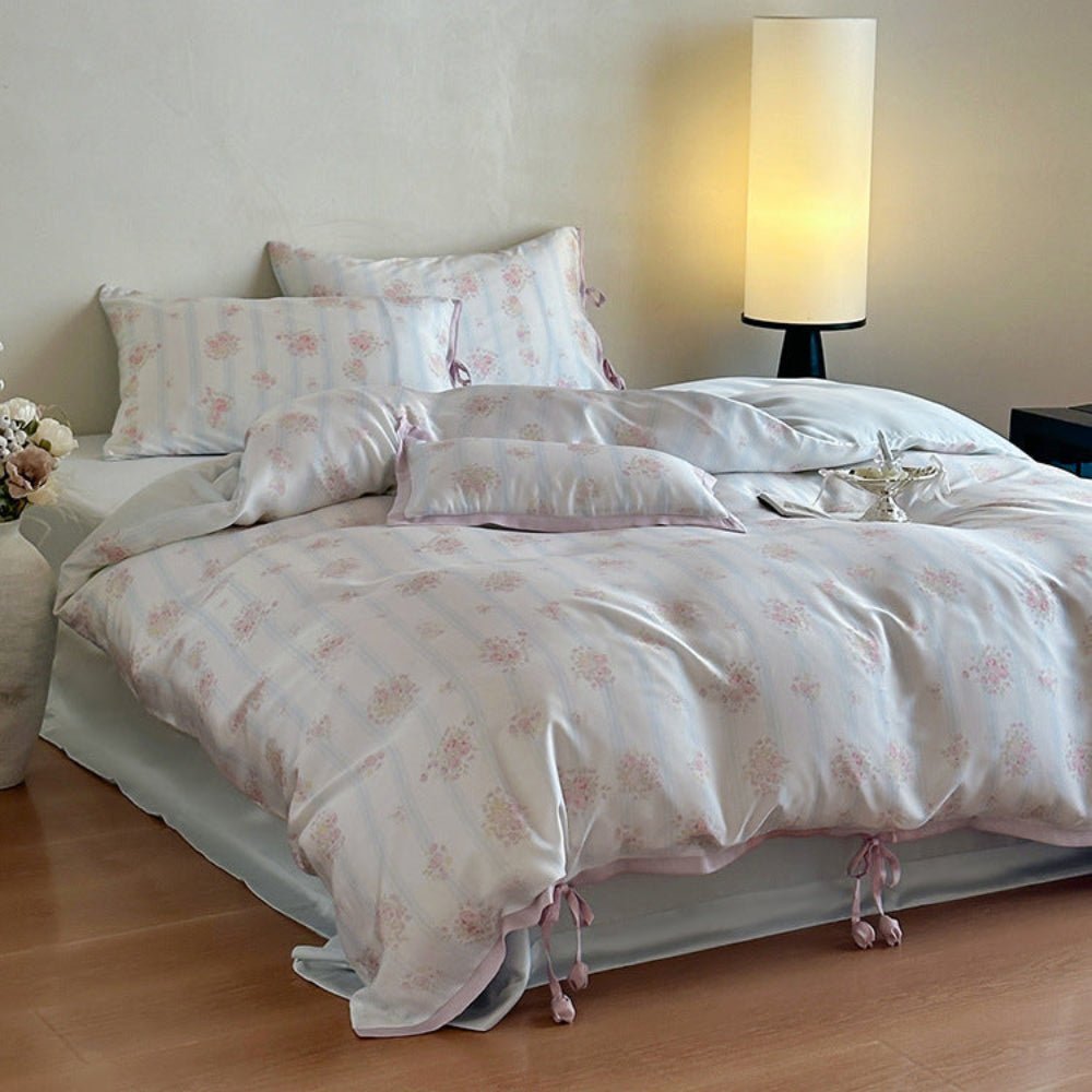 Bianca Floral Ribbon Tied TENCEL™ Bedding Bundle - Ever Lasting