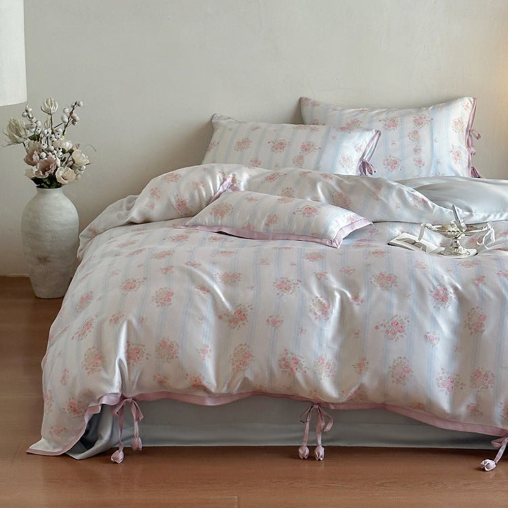 Bianca Floral Ribbon Tied TENCEL™ Bedding Bundle - Ever Lasting