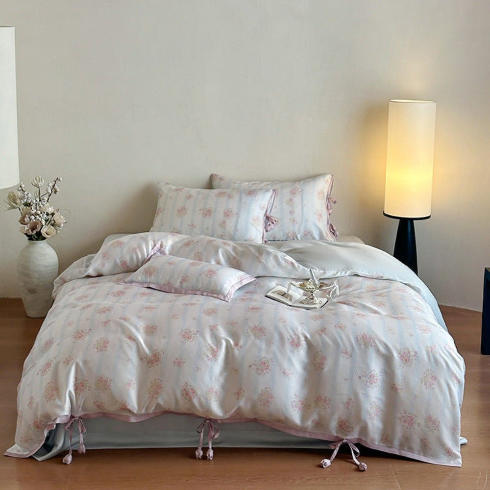 Bianca Floral Ribbon Tied TENCEL™ Bedding Bundle - Ever Lasting