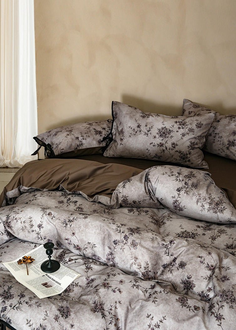 -Ever Lasting - Birchwood Cotton Floral Bedding Set / Brown -Bedding Set -Ever Lasting