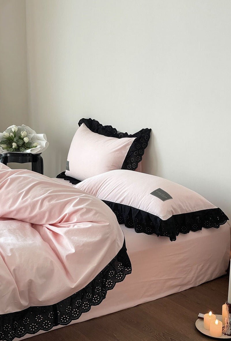 - Ever Lasting - Black Lace Ruffle Bedding Set / Purple - Bedding Set - Ever Lasting