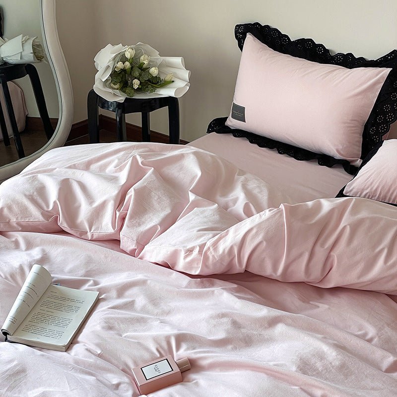 - Ever Lasting - Black Lace Ruffle Bedding Set / Purple - Bedding Set - Ever Lasting