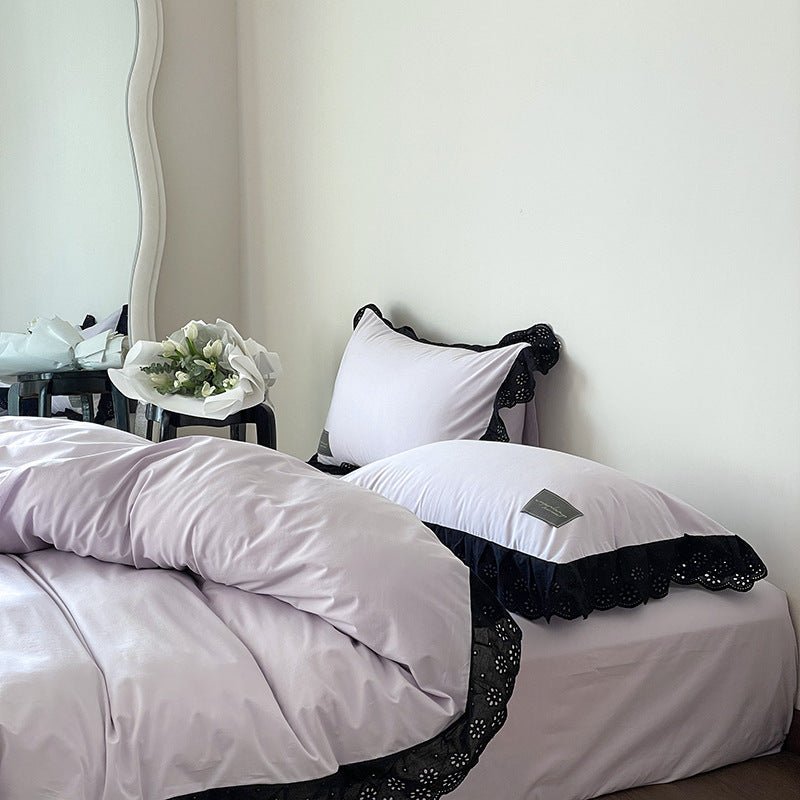 - Ever Lasting - Black Lace Ruffle Bedding Set / Purple - Bedding Set - Ever Lasting