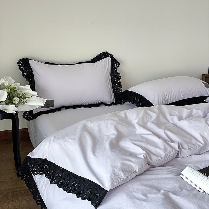 - Ever Lasting - Black Lace Ruffle Bedding Set / Purple - Bedding Set - Ever Lasting