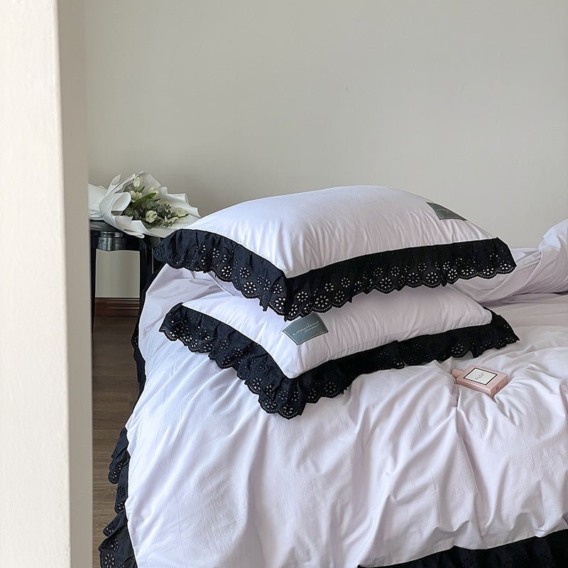 - Ever Lasting - Black Lace Ruffle Bedding Set / Purple - Bedding Set - Ever Lasting