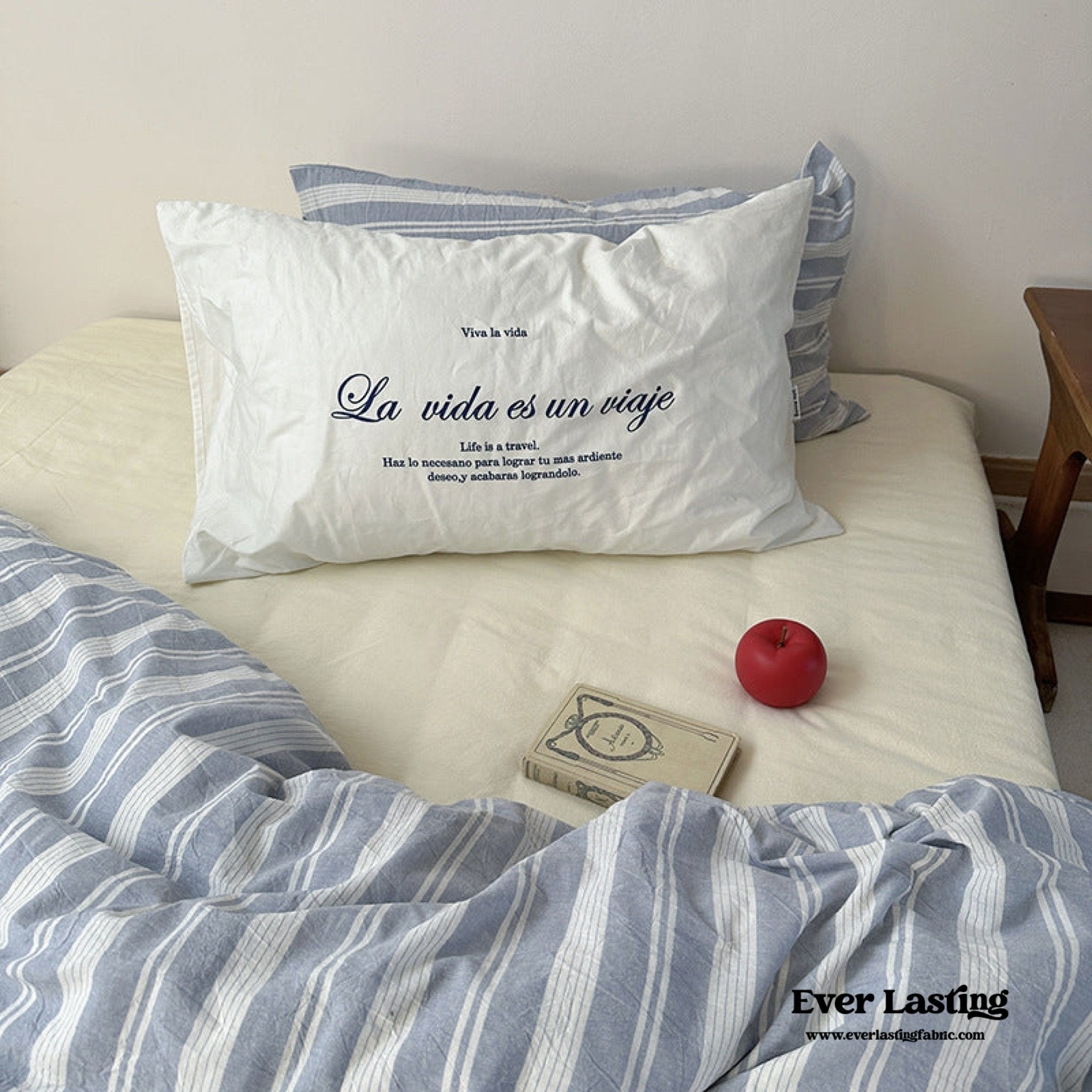 Blue Striped Washed Cotton Bedding Bundle - Ever Lasting