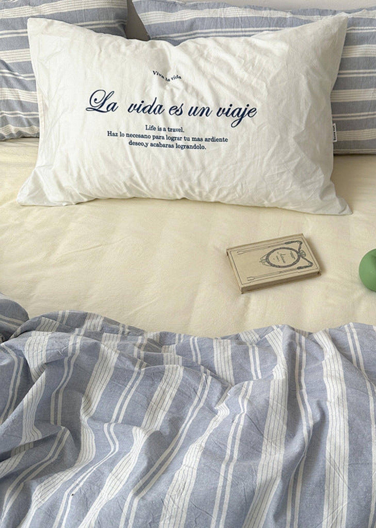 Blue Striped Washed Cotton Bedding Bundle - Ever Lasting