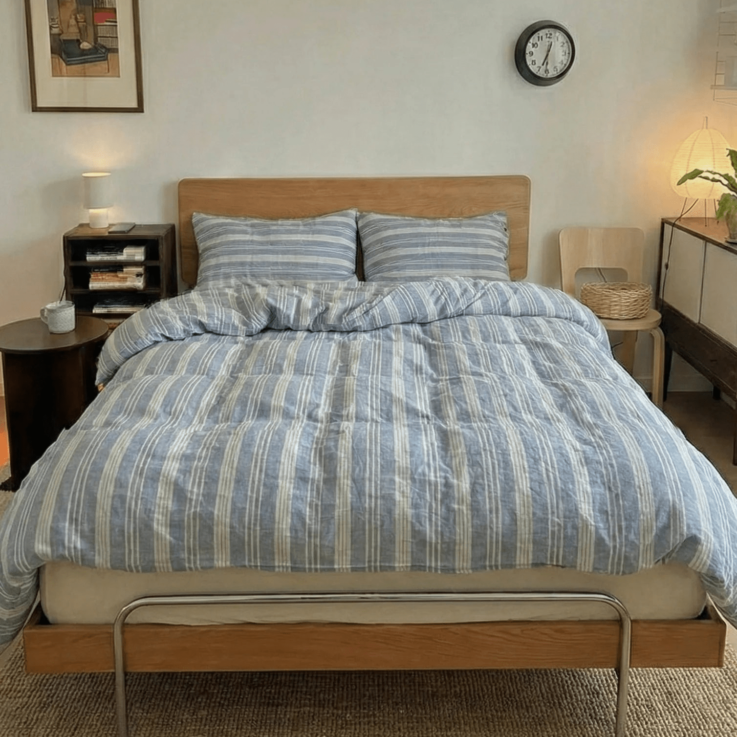 - Ever Lasting - Blue Striped Washed Cotton Bedding Bundle - Bedding Bundle - Ever Lasting