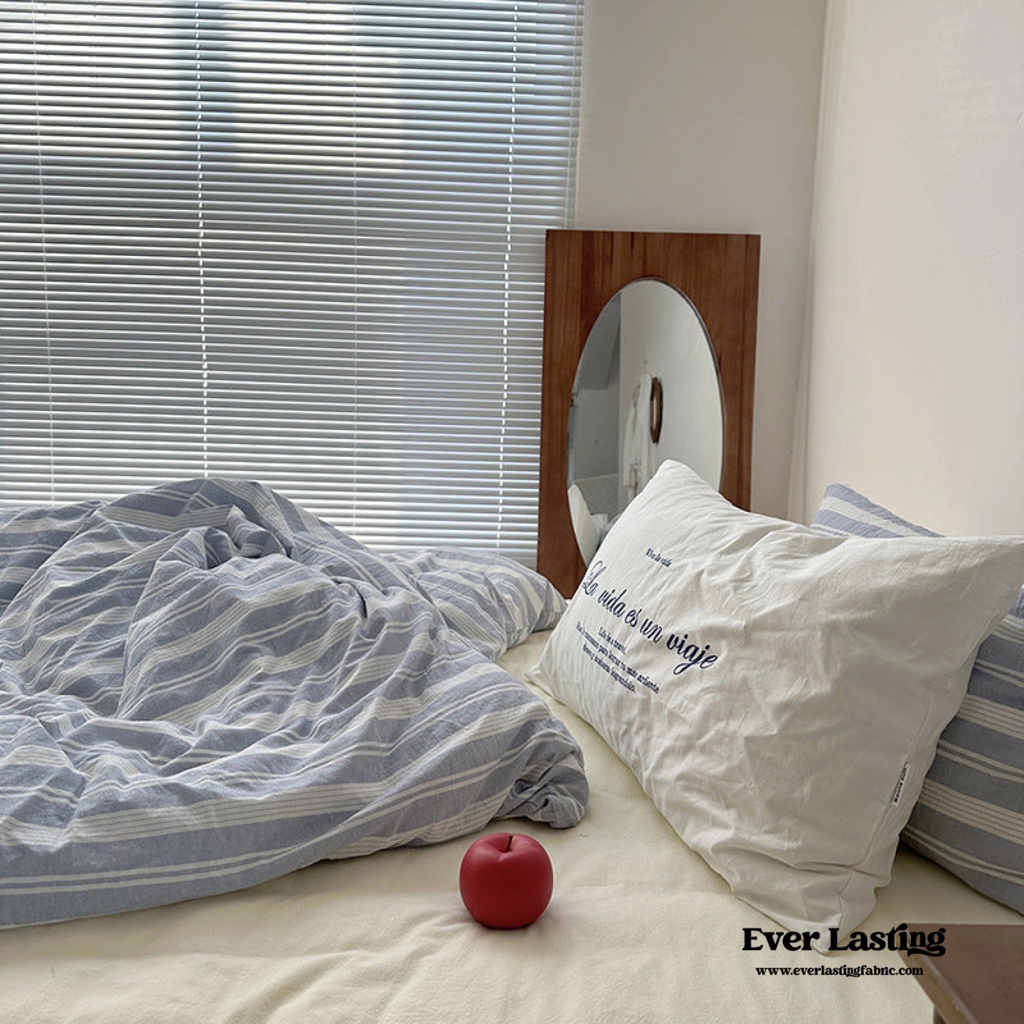 - Ever Lasting - Blue Striped Washed Cotton Bedding Set - Bedding Set - Ever Lasting