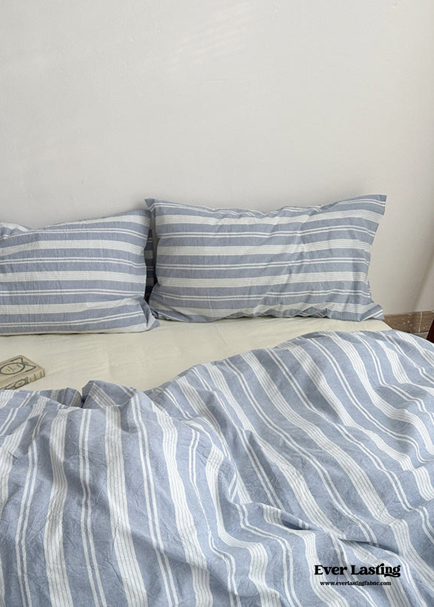 - Ever Lasting - Blue Striped Washed Cotton Bedding Set - Bedding Set - Ever Lasting