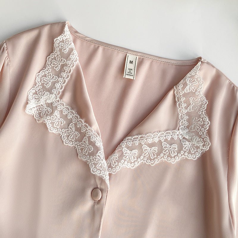 Blush Pink Silky Lace Pajama Set (Final Sale) - Ever Lasting