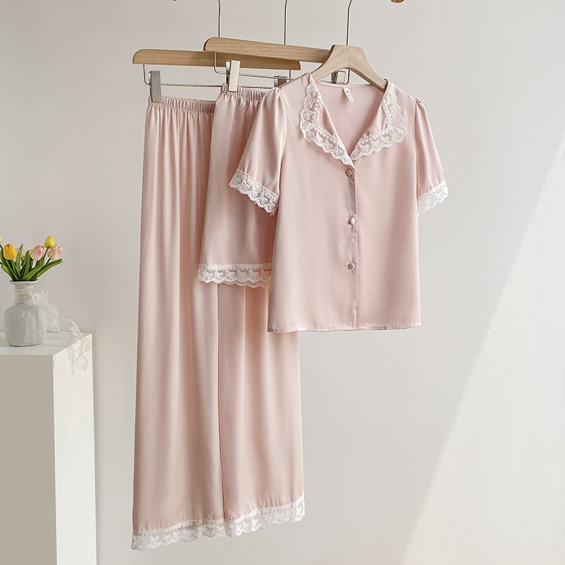 Blush Pink Silky Lace Pajama Set (Final Sale) - Ever Lasting