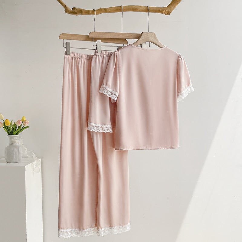 Blush Pink Silky Lace Pajama Set (Final Sale) - Ever Lasting