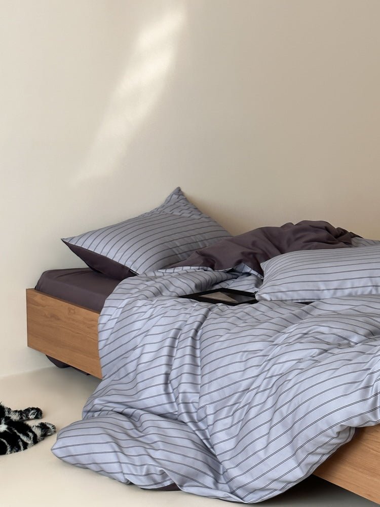 -Ever Lasting - Blythe Striped Bedding Set / Blue -Bedding Set -Ever Lasting