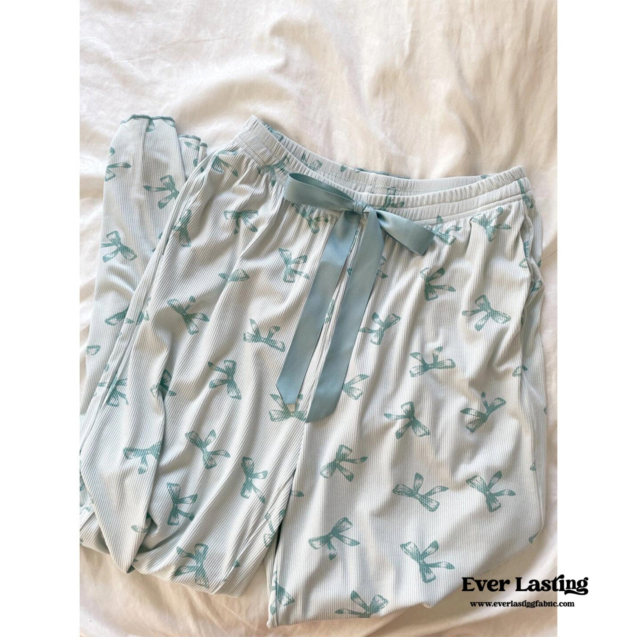 Bow V Neck Modal Pajama Set / Black - Ever Lasting