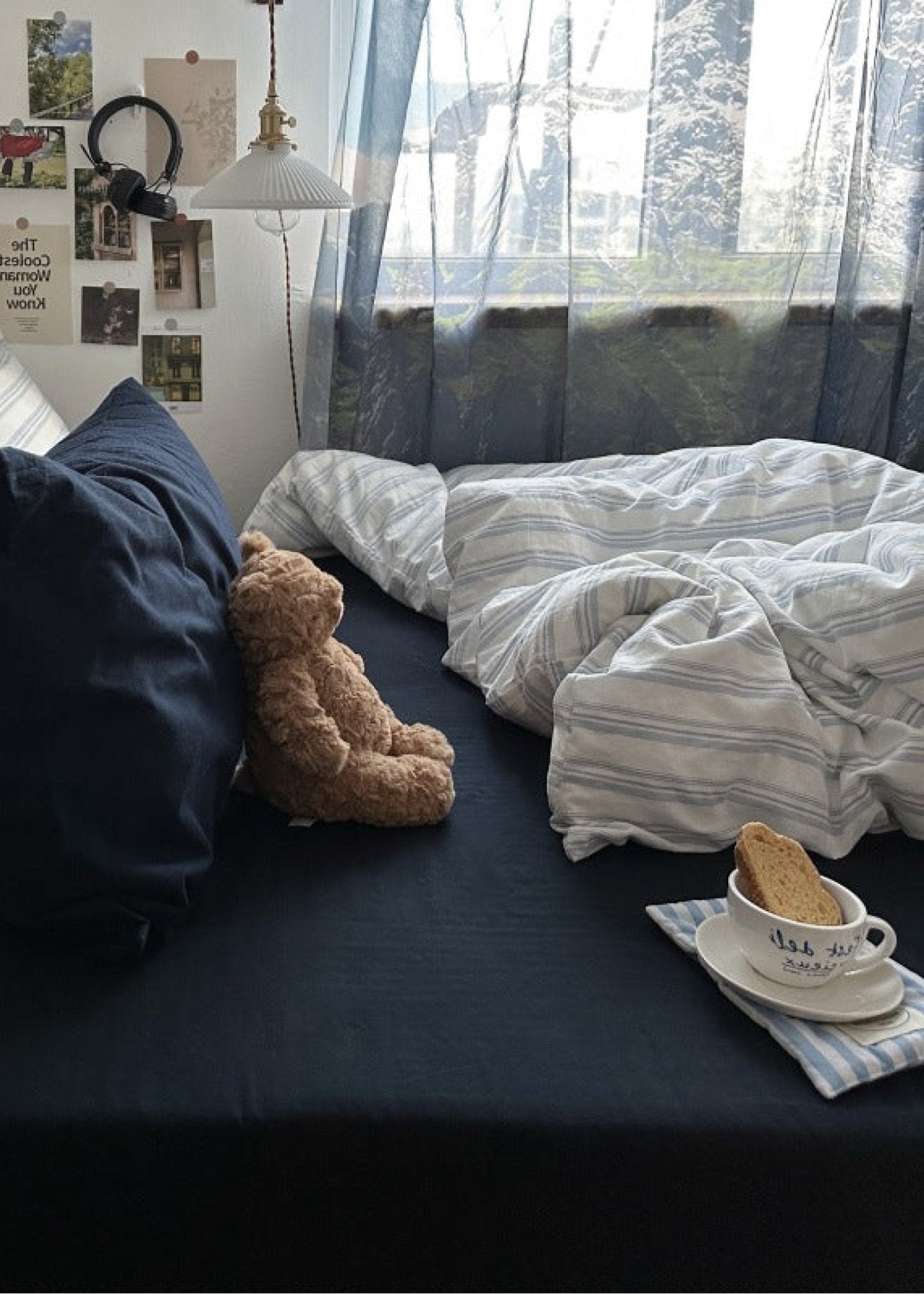 - Ever Lasting - Breezy Stripe Washed Cotton Blue Bedding Set - Bedding Set - Ever Lasting