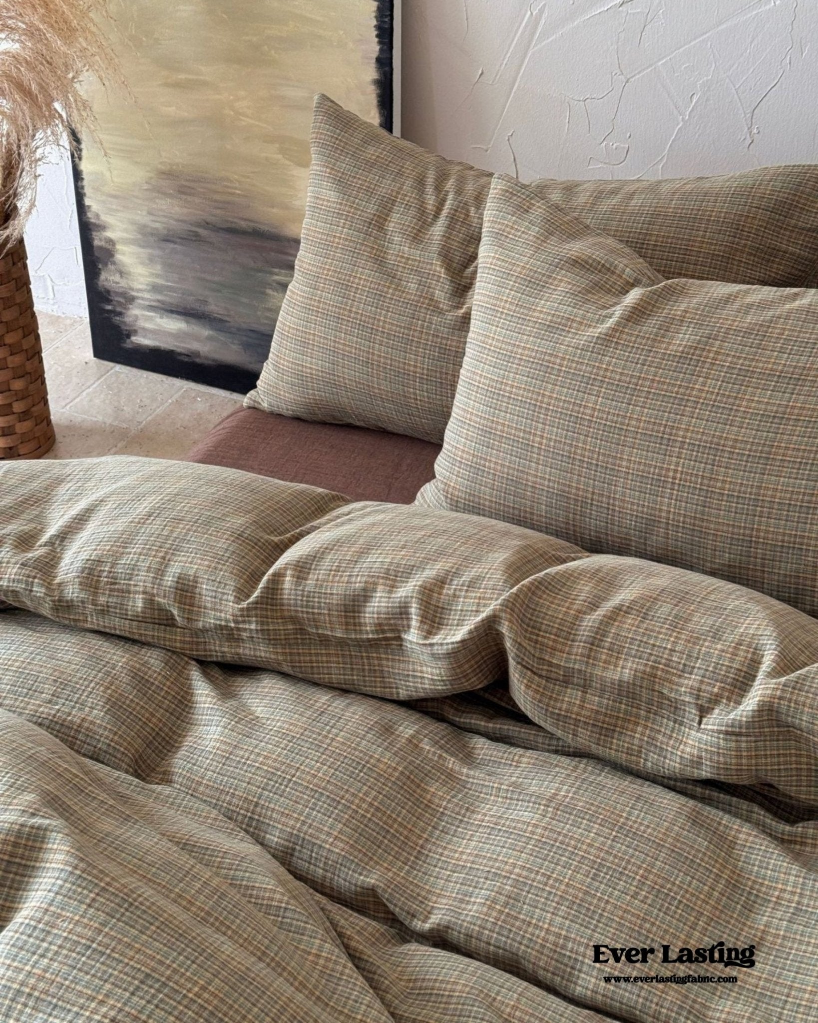 British Vintage Plaid Bedding Set / Brown - Ever Lasting