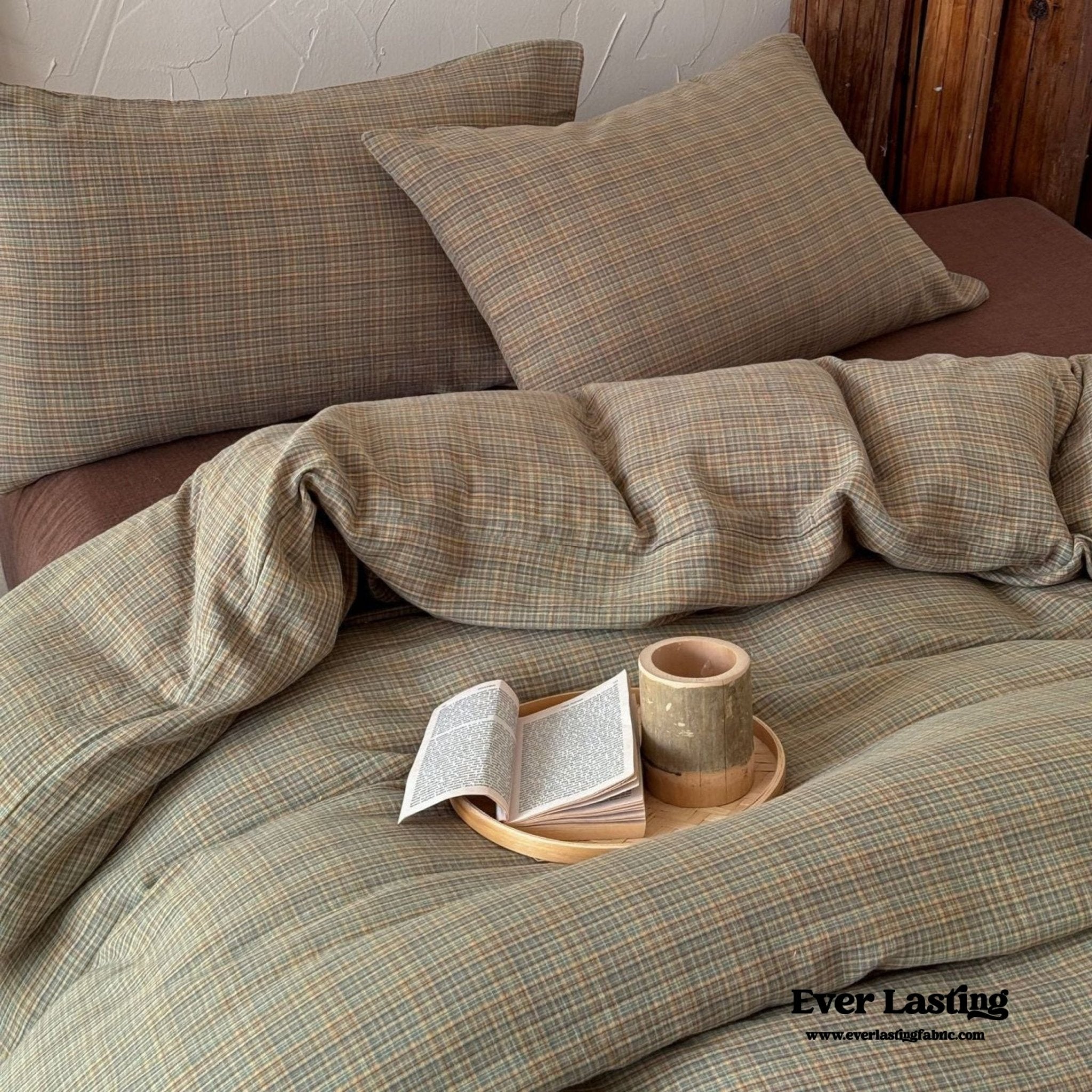 British Vintage Plaid Bedding Set / Brown - Ever Lasting