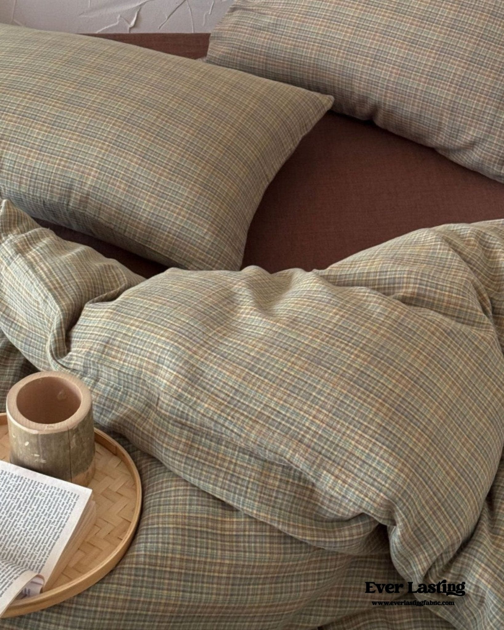 British Vintage Plaid Bedding Set / Brown - Ever Lasting